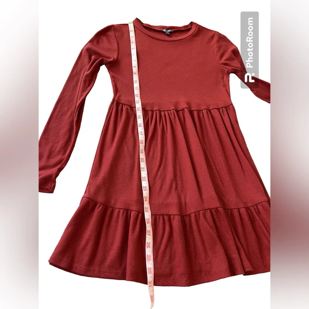 LILY ROSE BURNT ORANGE long sleeve tunic dress size SMALL